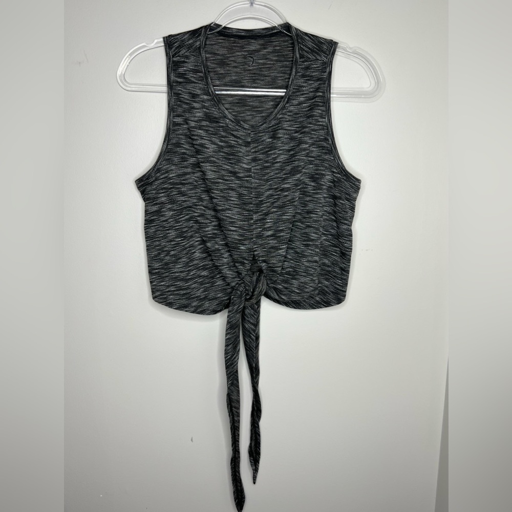 ZYIA active tie front cropped yoga/fitness/athletic tank top. Size large. Gray.